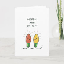 Merry and Bright - Niedlich - Weihnachtskarte