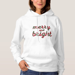 Merry and Bright - niedliche rote grüne Tartan-Sch Hoodie