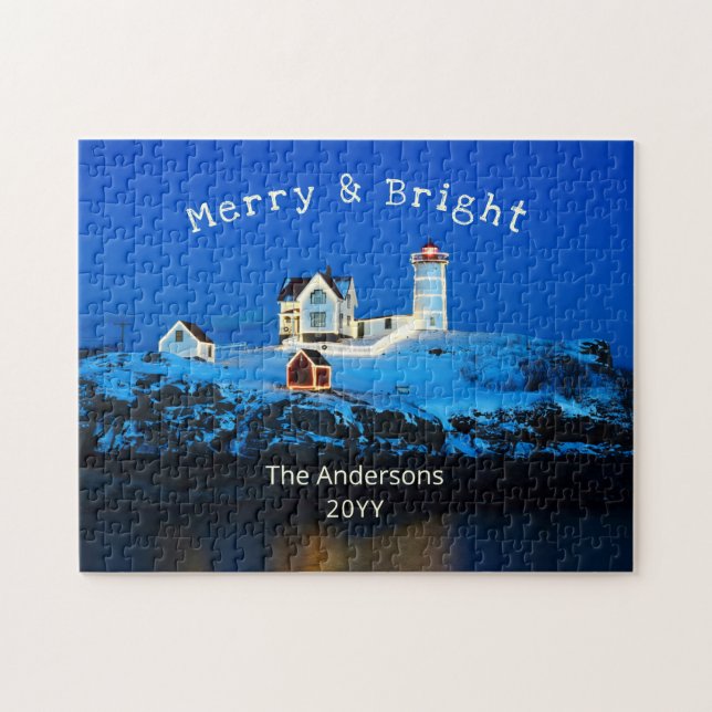 Merry and Bright Nubble Lighthouse Puzzle (Horizontal)