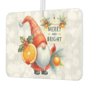 Merry and Bright Orange Gnome Glittery Autolufterfrischer