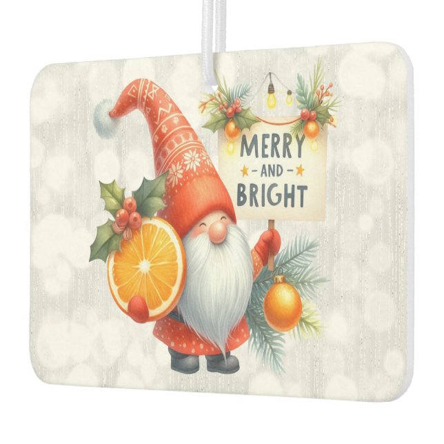Merry and Bright Orange Gnome Glittery Autolufterfrischer (Links)