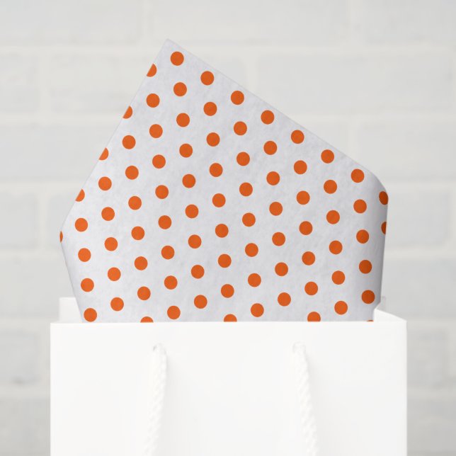 Merry and Bright Orange Polka Dots on White Seidenpapier (Geschenktüte)