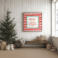 Merry and Bright Personalisiert Gingham Red & Pink