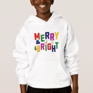 Merry and Bright Pine Tree Rentier Snowman Hoodie