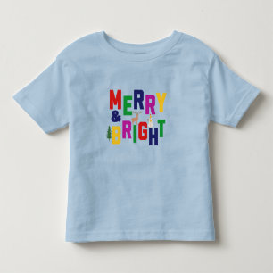 Merry and Bright Pine Tree Rentier Snowman Kleinkind T-shirt