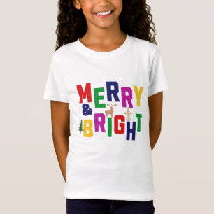 Merry and Bright Pine Tree Rentier Snowman T-Shirt