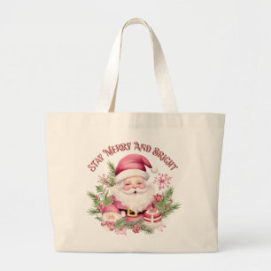 Merry and Bright - Pink Santa Jumbo Stoffbeutel