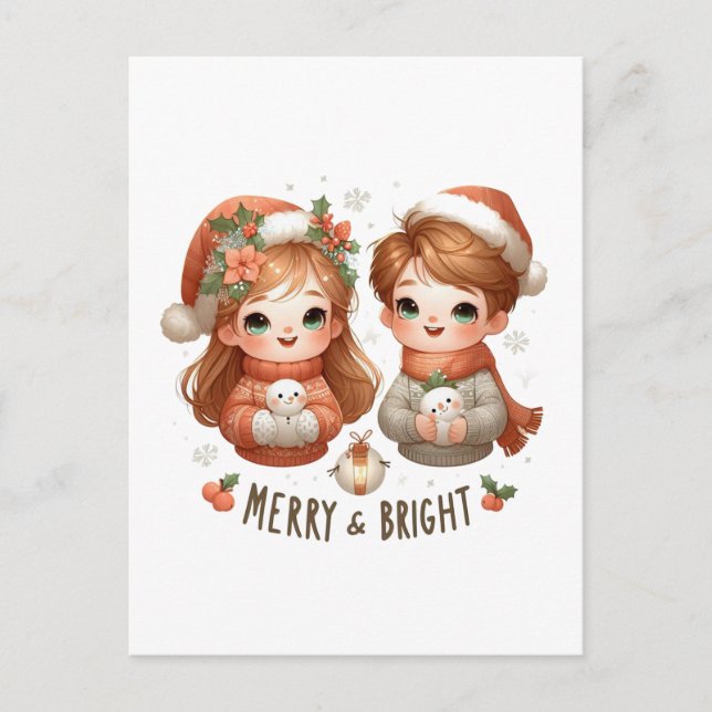 Merry and Bright Postcard Postkarte (Vorderseite)