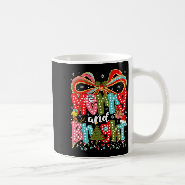Merry And Bright Preppy Coquette Bow Christmas Wom Kaffeetasse (Rechts)