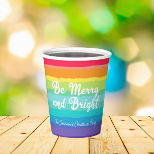 Merry and Bright Rainbow Custom Christmas Party Pappbecher