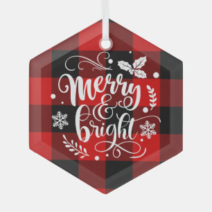 Merry and Bright Red and Black Buffalo Kariert Ornament Aus Glas