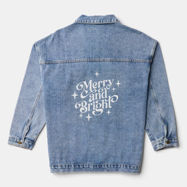 Merry-and-Bright-Retro-Typografie Jeansjacke (Rückseite)