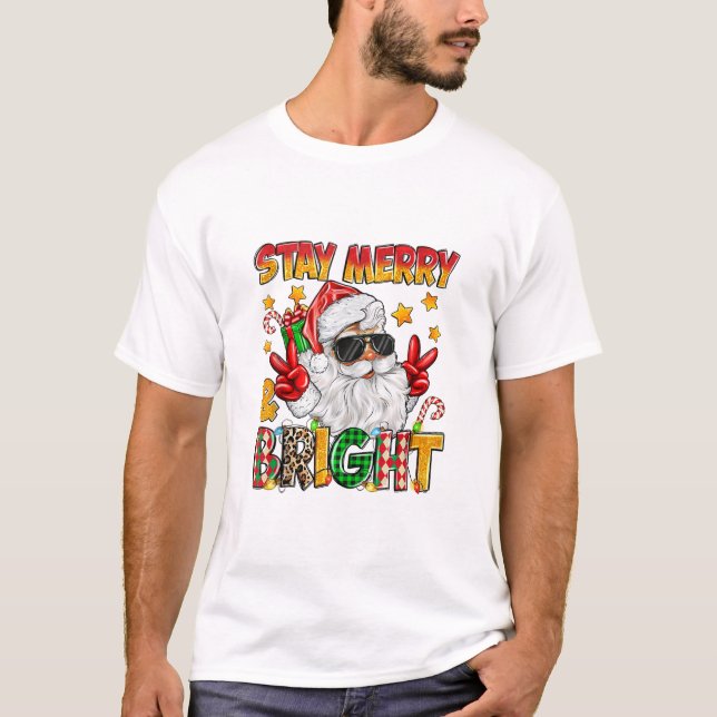 Merry and Bright Santa Claus T-Shirt (Vorderseite)
