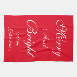 Merry and Bright Script Name Stilvolle Red Christm Geschirrtuch