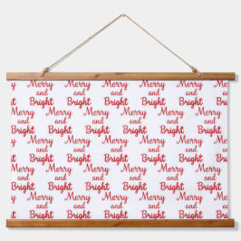 merry and bright seamless wandteppich mit holzrahmen