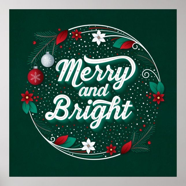 Merry and Bright Square Poster (24x24) (Vorne)