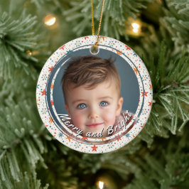 Merry and Bright Stars Custom Child Foto Keramik Ornament