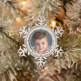 Merry and Bright Stars Custom Child Foto Schneeflocken Zinn-Ornament