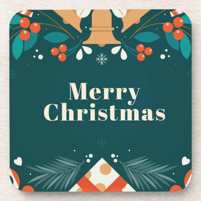 Merry and Bright Stylish Modern New Year Getränkeuntersetzer (Vorderseite)