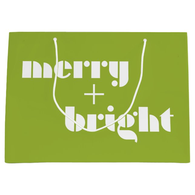 Merry and Bright Vibranning Green Gift Bag Große Geschenktüte (Vorderseite)