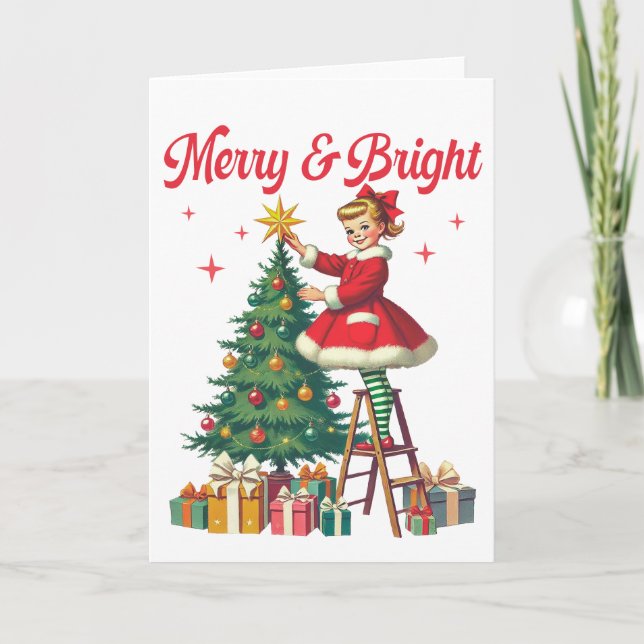 Merry and Bright - vintage christmas Karte (Vorderseite)