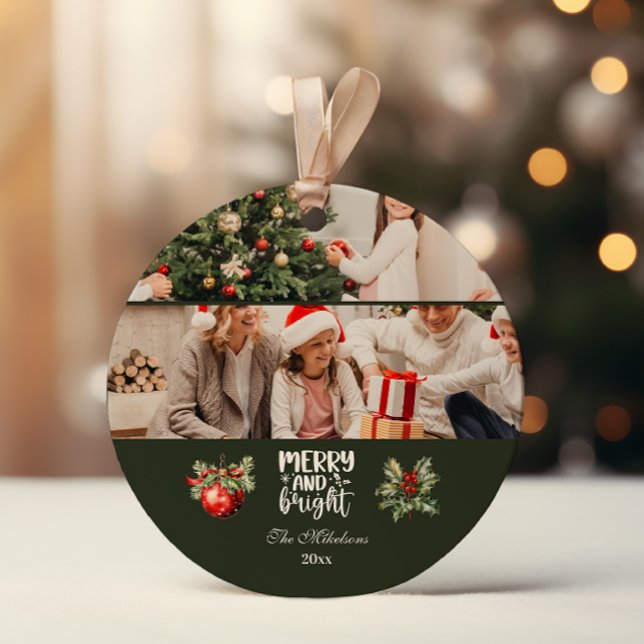 Merry and Bright Vintage Photo Keramik Ornament (Von Creator hochgeladen)