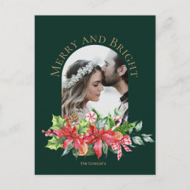 Merry and Bright watercolor Zweig Postcard Postkarte