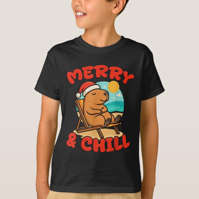 Merry And Chill Capybara _ Funny Cute Capybara San T-Shirt (Vorderseite)