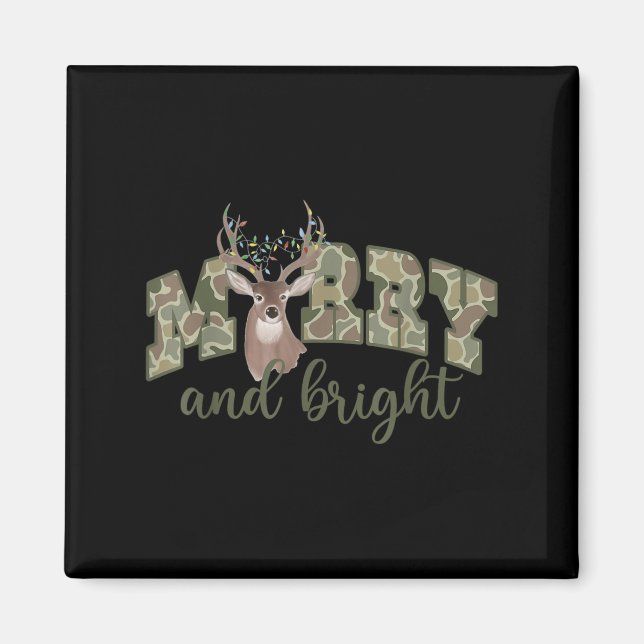 Merry And Christmas Bright Camouflage Reindeer Xma Magnet (Vorne)