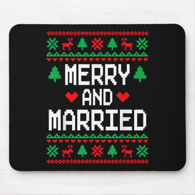 Merry And Married Couples Matching Ugly Christmas  Mousepad (Vorne)