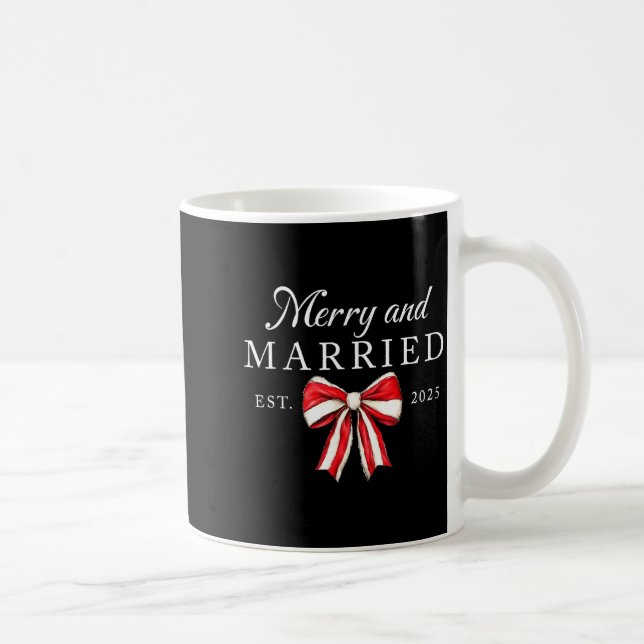 Merry And Married Est 2025 Coquette Couple Matchin Kaffeetasse (Rechts)