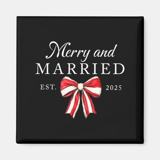Merry And Married Est 2025 Coquette Couple Matchin Magnet (Vorne)