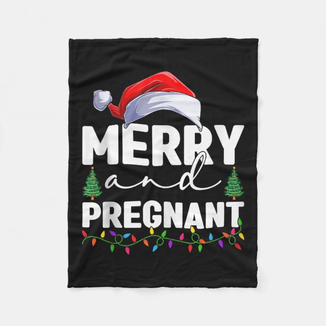 Merry And Pregnant Christmas Pregnancy Announcemen Fleecedecke (Vorderseite)