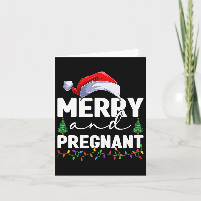 Merry And Pregnant Christmas Pregnancy Announcemen Karte (Vorderseite)