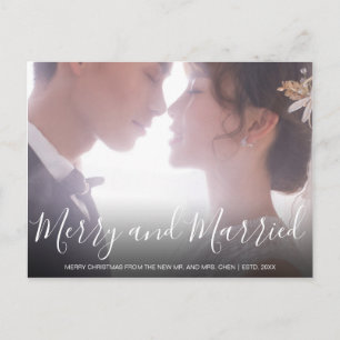 Merry and Verheiratet Newlywed Elegant Feiertagspostkarte
