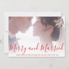 Merry and Verheiratet Red Newlywed Elegant Feiertagskarte