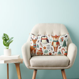 Merry Animal Friends Christmas Pillow Lendenkissen