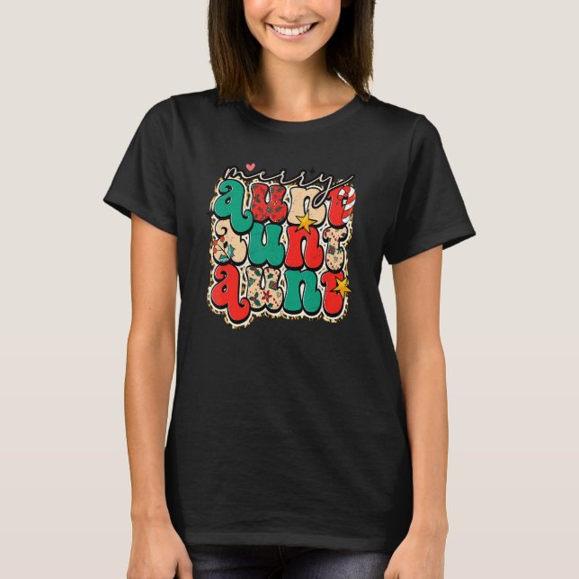 Merry Aunt Leopard Family Christmas Pajamas Holida T-Shirt (Vorderseite)