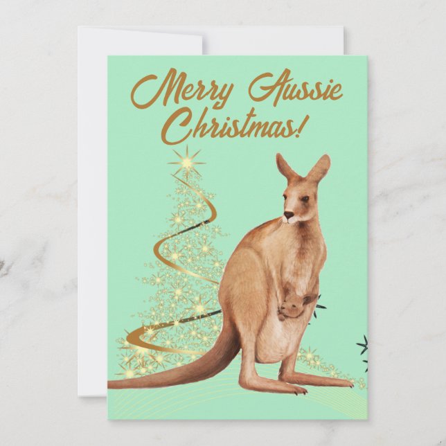 Merry Aussie Christmas Kangaroo Feiertagskarte (Vorderseite)