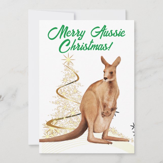 Merry Aussie Christmas Kangaroo Feiertagskarte (Vorderseite)