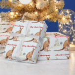 Merry Aussie Christmas Kangaroo Geschenkpapier<br><div class="desc">Frohe Aussie Weihnachten mit australischem Känguru und ihrem Baby-Joey</div>