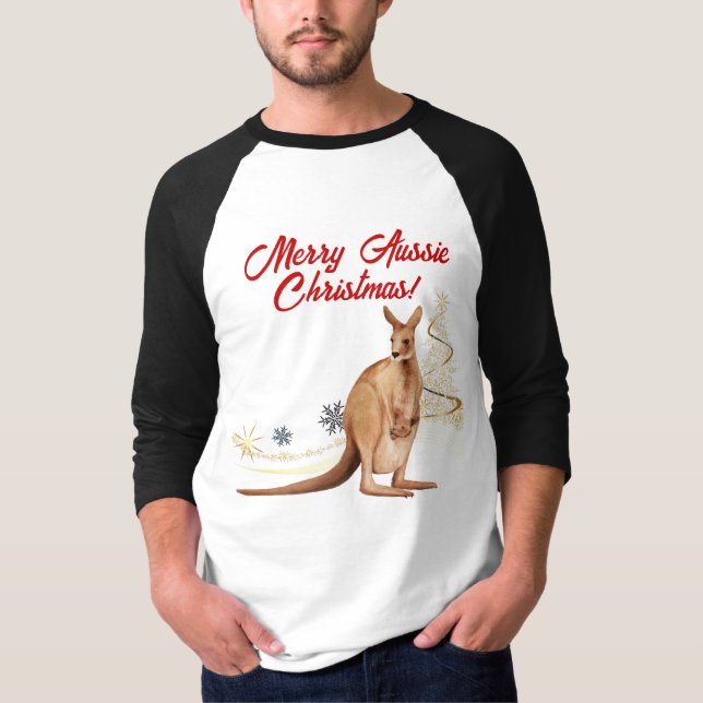 Merry Aussie Christmas Kangaroo T-Shirt (Vorderseite)