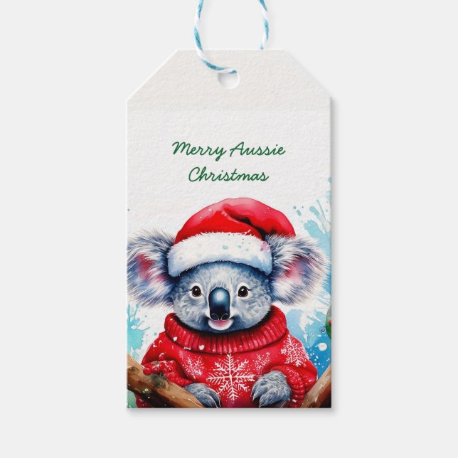 Merry Aussie Christmas Koala Geschenkanhänger (Vorderseite)