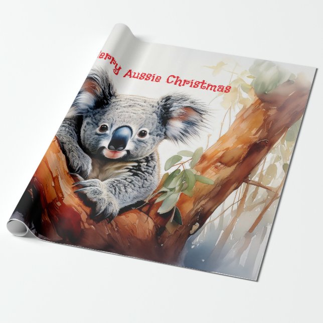 Merry Aussie Christmas Koala Geschenkpapier (Ungerollt)