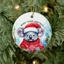 Merry Aussie Christmas Koala Keramik Ornament