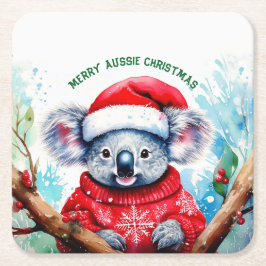 Merry Aussie Christmas Koala Rechteckiger Pappuntersetzer