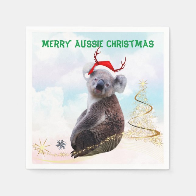 Merry Aussie Christmas Koala Serviette (Vorderseite)