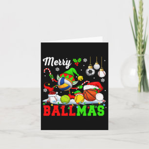 Merry Ballmas Xmas Santa Elf Volleyball Basketball Karte