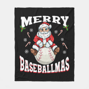 Merry Baseballmas Funny Christmas Baseball Santa Fleecedecke