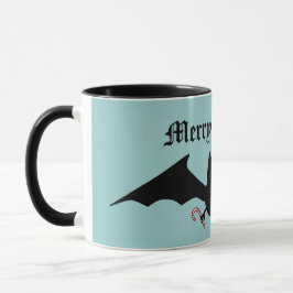 Merry Batmas albern Gothic Fledermaus auf blau Tasse